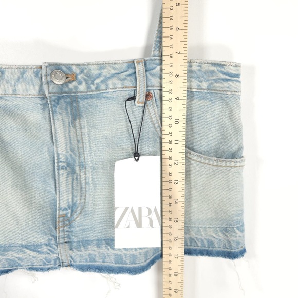 NWT ZARA Skirt Effect Crop Denim Spaghetti Straps Jean Tank Top 5252/201 Sz M - Picture 8 of 15